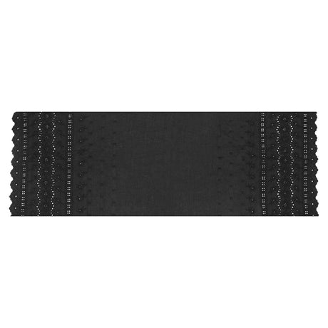 Famous NYC Designer Black Bordered Embroidered Cotton Eyelet