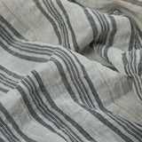 White, Black and Metallic Gold Striped Gauzy Cotton Dobby