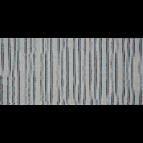 White, Black and Metallic Gold Striped Gauzy Cotton Dobby