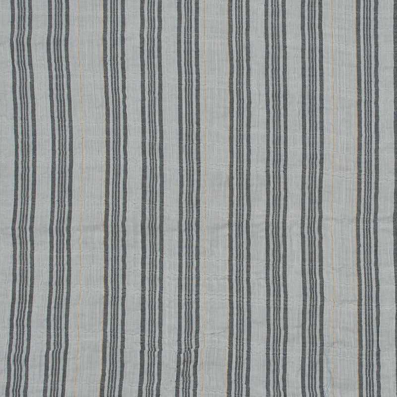 White, Black and Metallic Gold Striped Gauzy Cotton Dobby