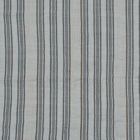 White, Black and Metallic Gold Striped Gauzy Cotton Dobby