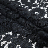 Famous NYC Designer Black Corded Floral Lace with Scalloped Edges