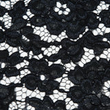 Famous NYC Designer Black Corded Floral Lace with Scalloped Edges