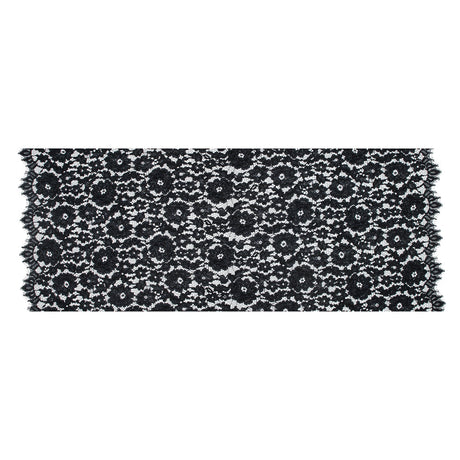 Famous NYC Designer Black Corded Floral Lace with Scalloped Edges