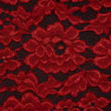 Famous NYC Designer Red Corded Floral Lace with Scalloped Edges