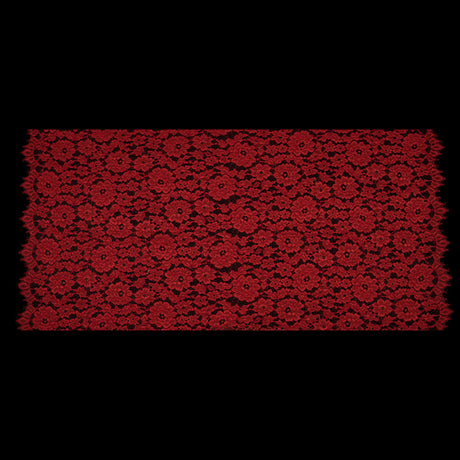 Famous NYC Designer Red Corded Floral Lace with Scalloped Edges