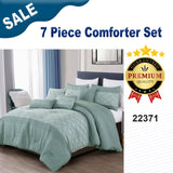Lace Embroidery 7 Pieces Brenda Green & White Comforter Set