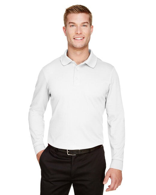 Devon & Jones® CrownLux Performance Men's Plaited Long Sleeve Polo
