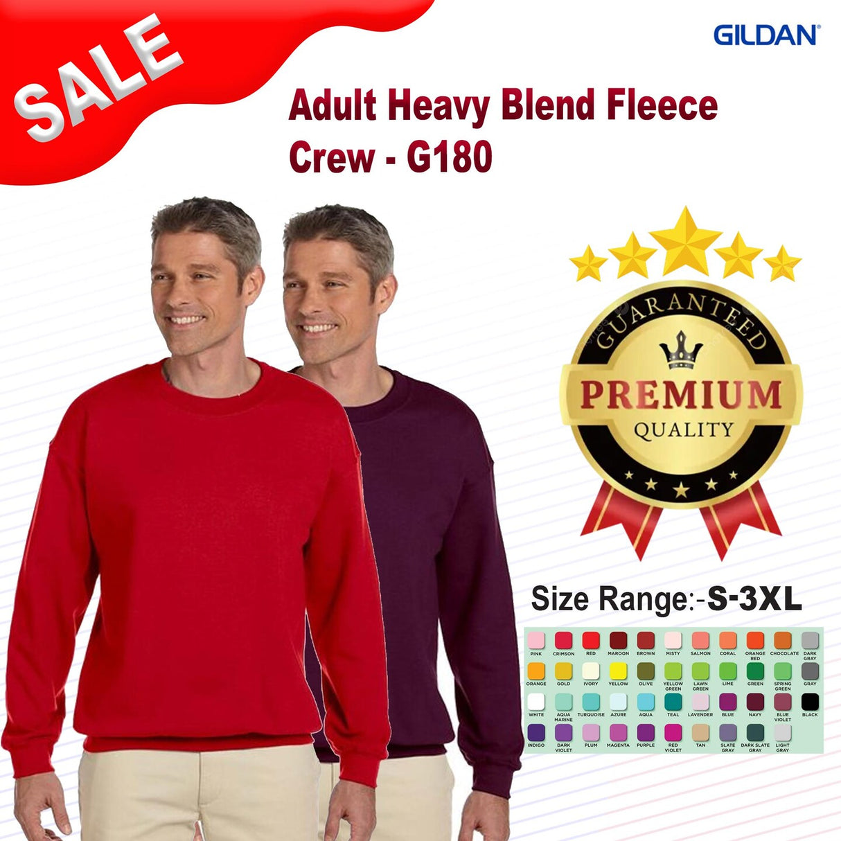 Gildan® Adult Long Sleeve Heavy Blend Crewneck Fleece