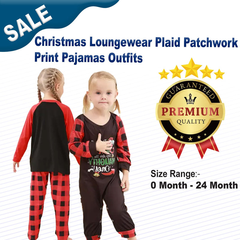 Christmas Loungewear Plaid Patchwork Print Pajamas Outfits