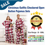 Christmas Outfits Checkered Open Button Pajamas Sets