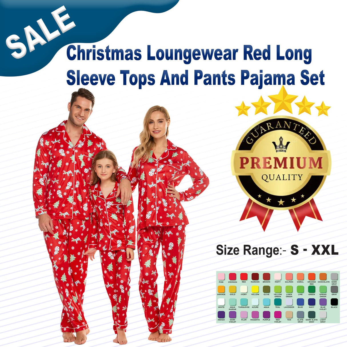 Christmas Loungewear Red Long Sleeve Tops And Pants Pajama Set