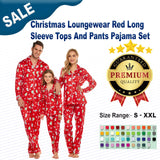 Christmas Loungewear Red Long Sleeve Tops And Pants Pajama Set