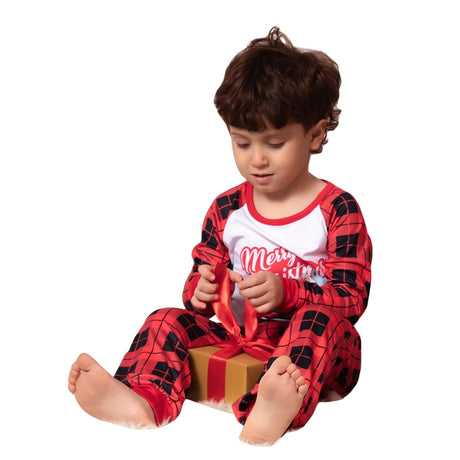 Conjunto de ropa de noche navideña Merry Christmas con Santa y coche