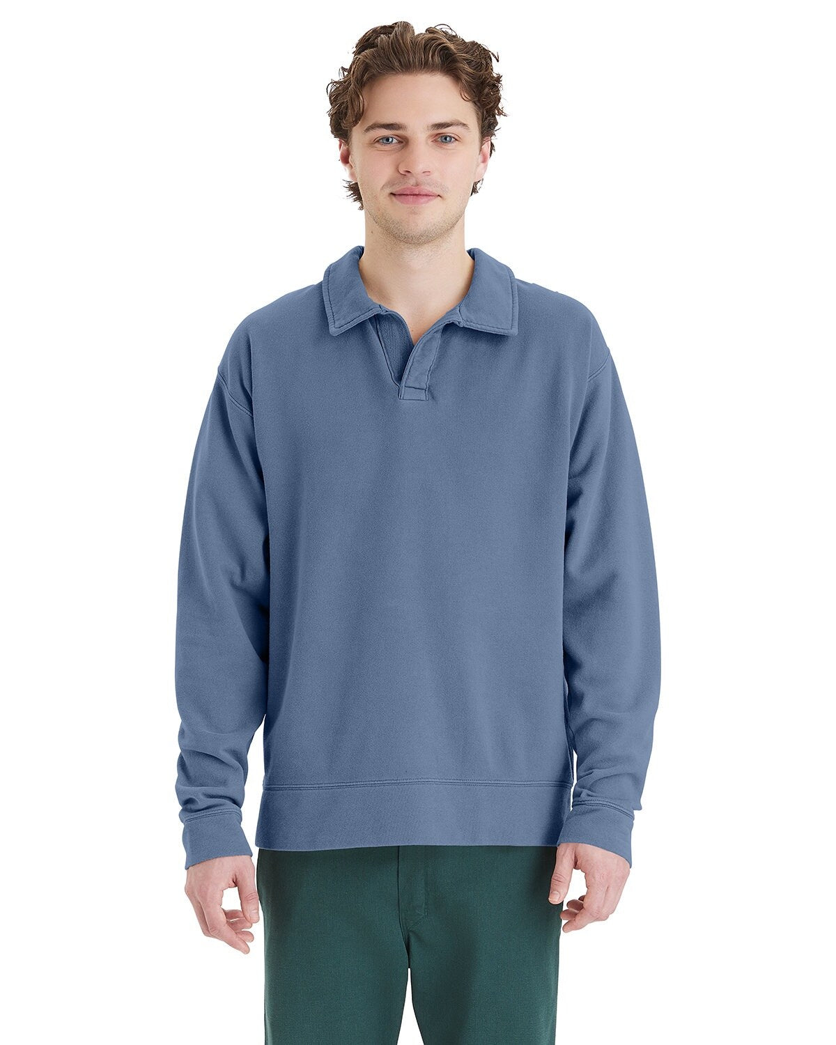 ComfortWash by Hanes® Garment Dye Polo Collar Sweatshirt - GDH490