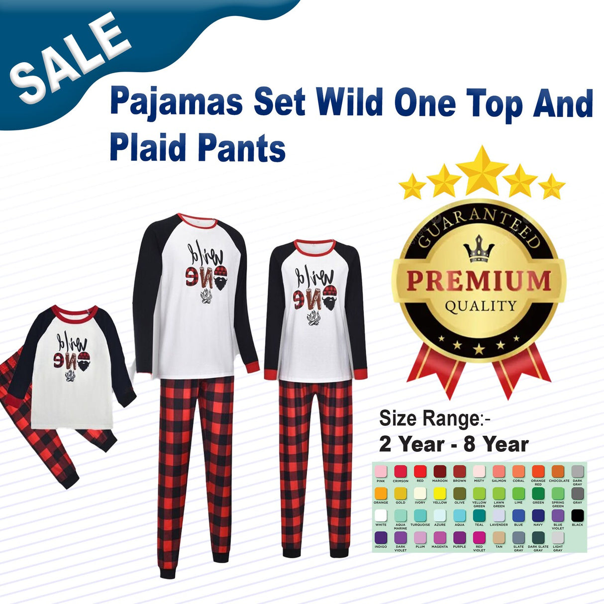 Pajamas Set Wild One Top And Plaid Pants