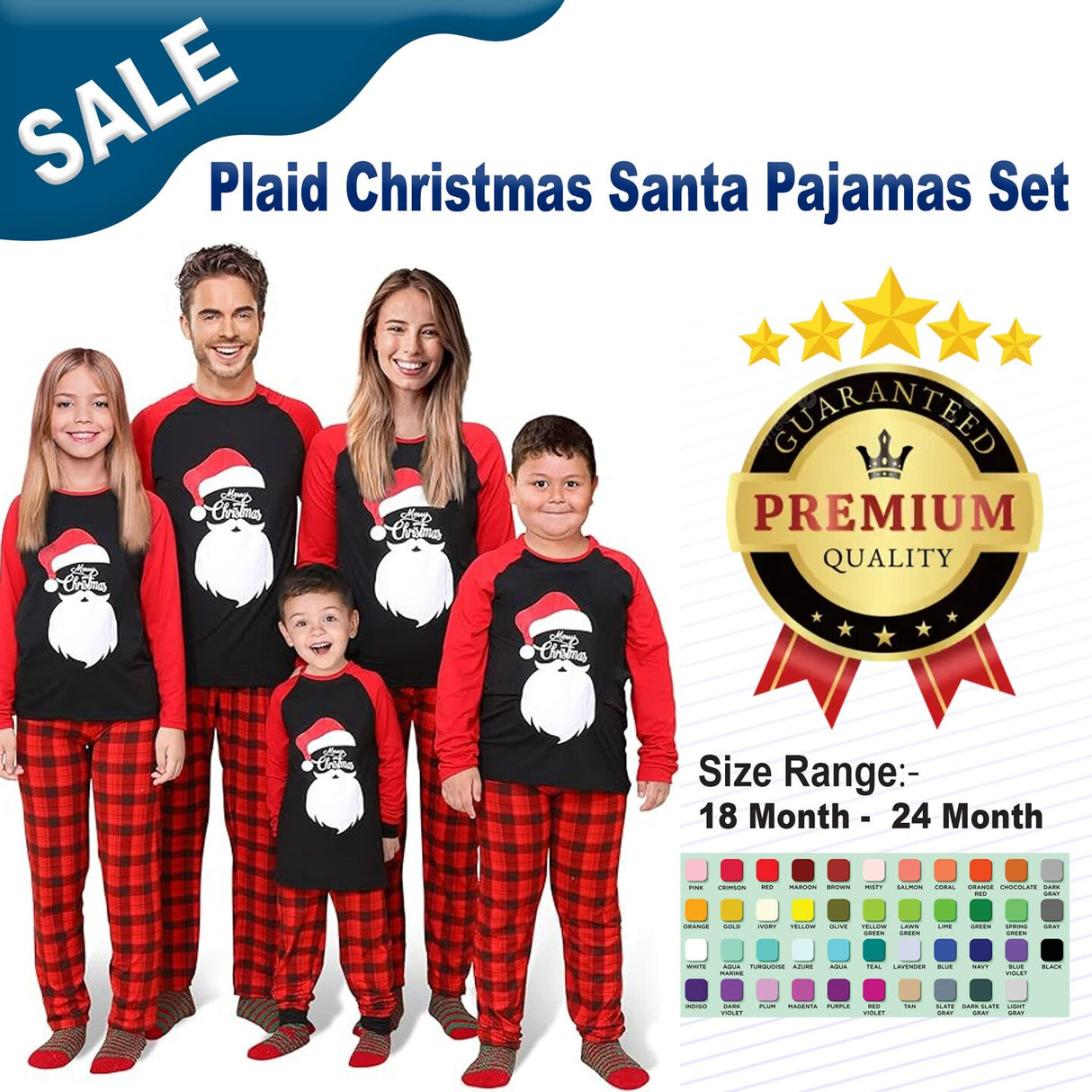 Plaid Christmas Santa Pajamas Set