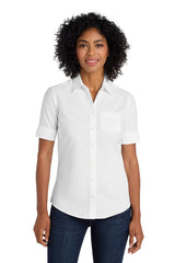 Port Authority® Women's Short Sleeve SuperPro Oxford Shirt Wrinkle Resistant Stain Release Top