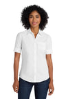Port Authority® Women's Short Sleeve SuperPro Oxford Shirt Wrinkle Resistant Stain Release Top