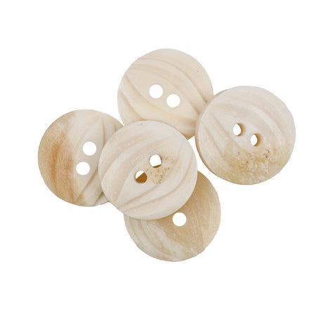 Bone White Etched Horn Coat Button - 25L/16mm