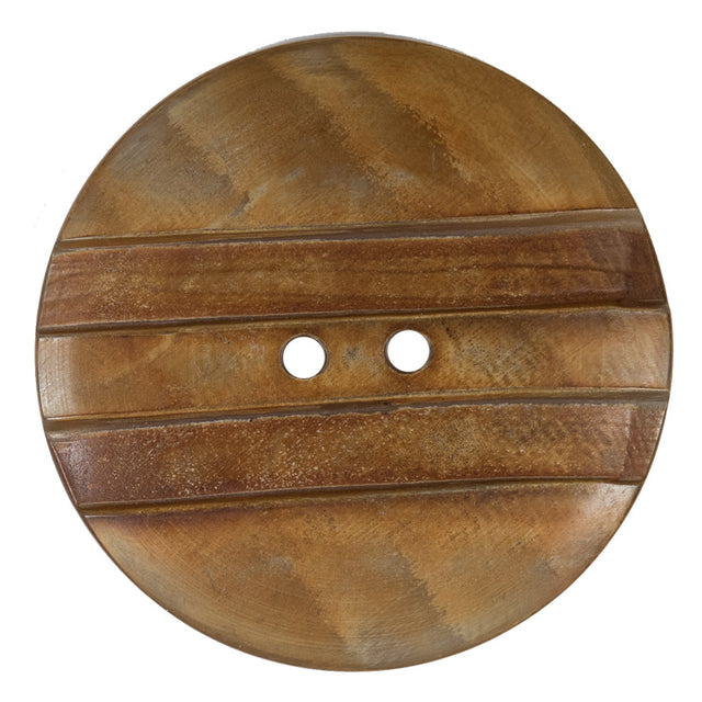 Striped Natural 2-Hole Horn Button - 60L/38mm