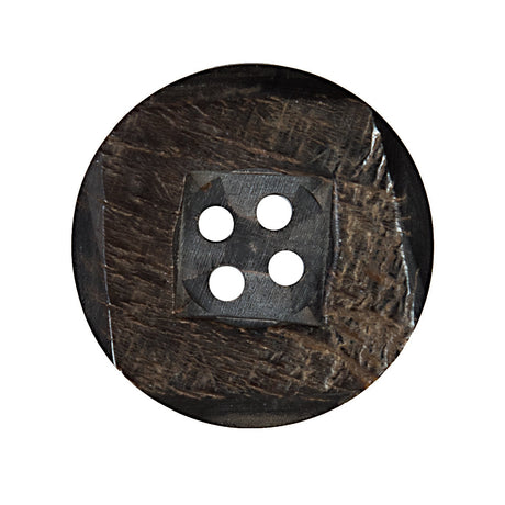 Black and Brown Textural Horn 4-Hole Button - 45L/29mm