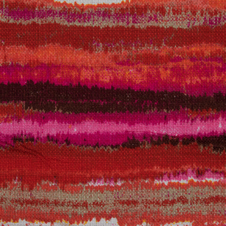 Orange and Fuchsia Ikat Striped Cotton Canvas