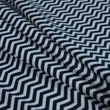 Navy and White Zig Zag Printed Cotton Jersey