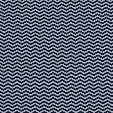 Navy and White Zig Zag Printed Cotton Jersey