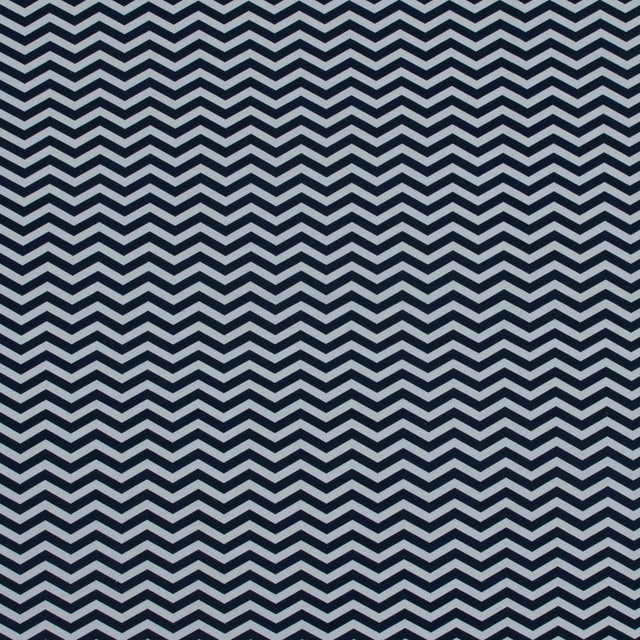 Navy and White Zig Zag Printed Cotton Jersey