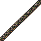 Black and Brown Ombre Floral German Jacquard Ribbon - 0.625"