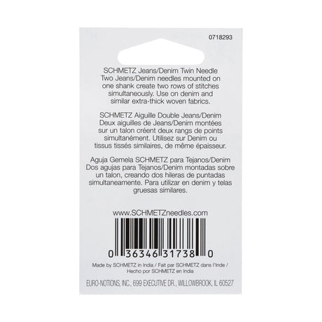 Schmetz Double Denim/Jeans Twin Machine Needle - 4.0/100 - 1 ct
