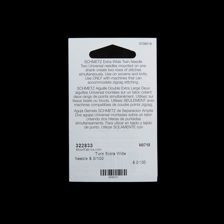 Schmetz Extra Wide Twin Machine Needle - 8.0/100 - 1 ct