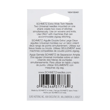 Schmetz Universal Extra Wide Twin Machine Needle - 6.0/100 - 1 ct
