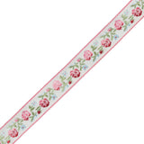 Pink and Red Ombre Floral German Jacquard Ribbon - 0.625"