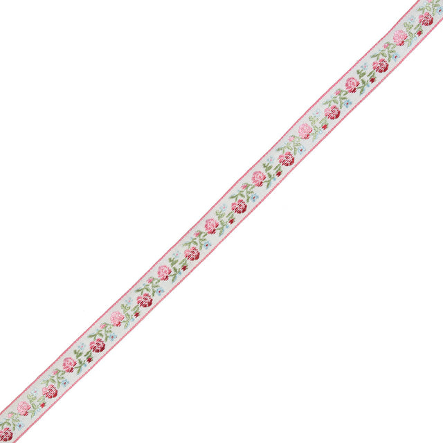 Pink and Red Ombre Floral German Jacquard Ribbon - 0.625"