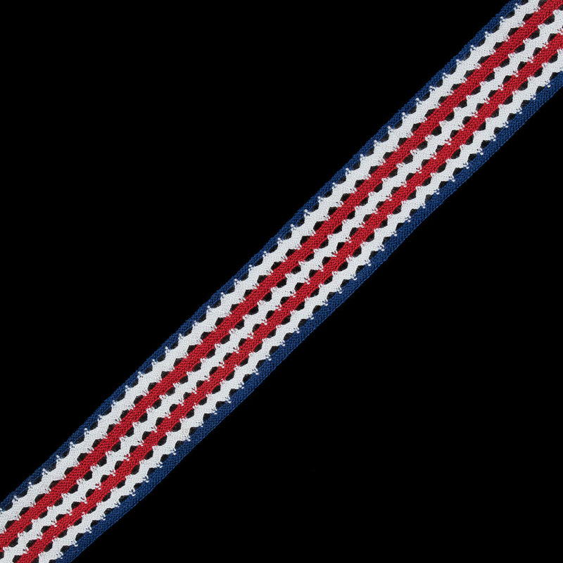 Red, White and Blue Striped Crochet Trim - 1.5"