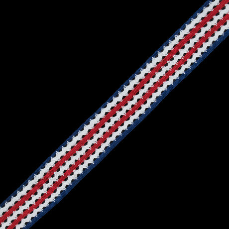 Red, White and Blue Striped Crochet Trim - 1.5"