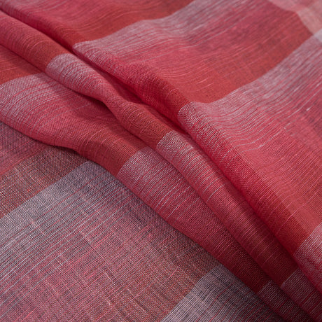 Italian Red, Pink and White Plaid Linen Scrim