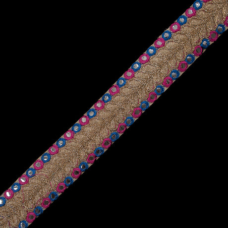 Pink, Blue and Metallic Gold Mirror Trim - 1.5"