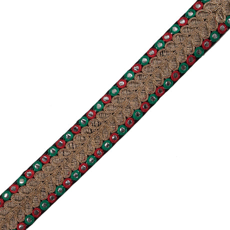 Red, Green and Metallic Gold Mirror Trim - 1.5"
