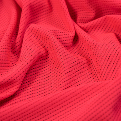 Neon Coral Textural Polyester Stretch Knit