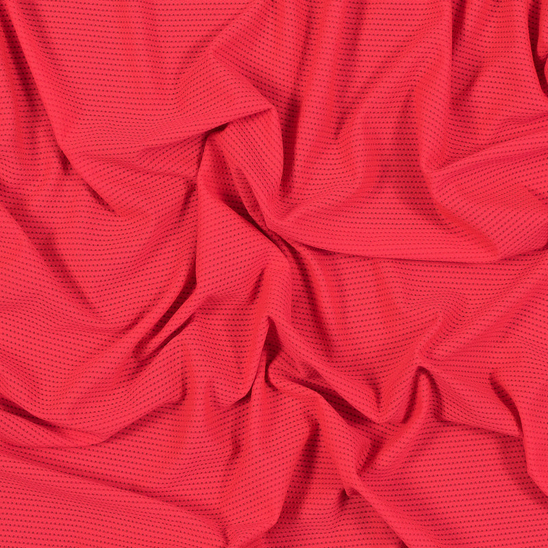 Neon Coral Textural Polyester Stretch Knit