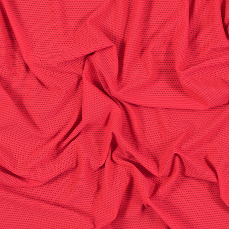 Neon Coral Textural Polyester Stretch Knit