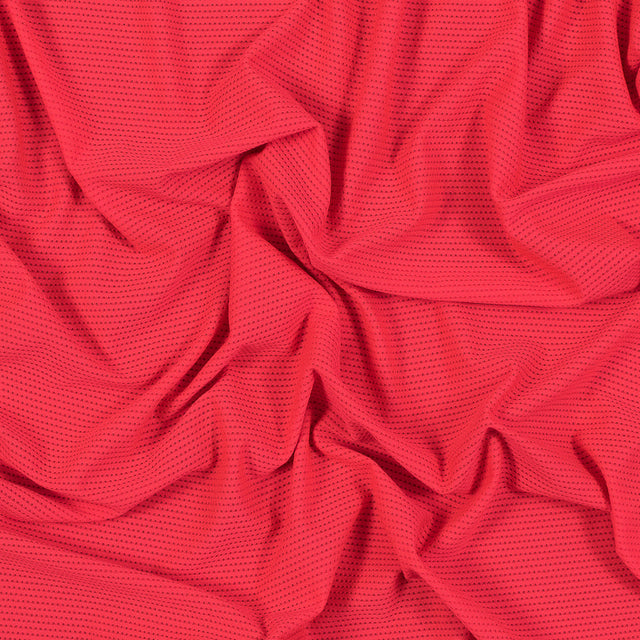 Neon Coral Textural Polyester Stretch Knit