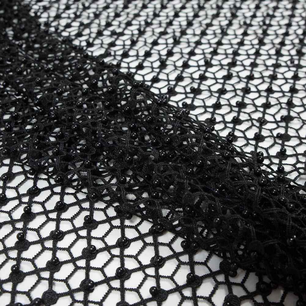 Guipure Lace with Beads - Black Webs