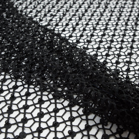 Guipure Lace with Beads - Black Webs