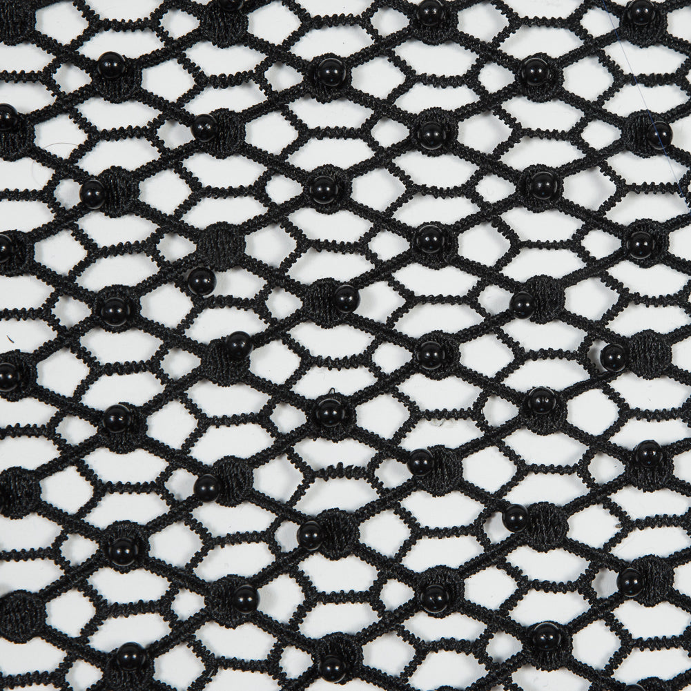 Guipure Lace with Beads - Black Webs