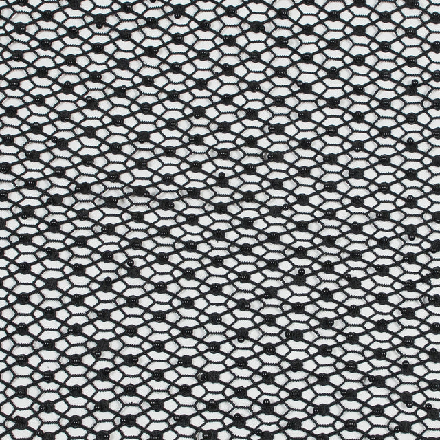 Guipure Lace with Beads - Black Webs