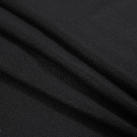 Black Basketwoven Wool and Cashmere Coating